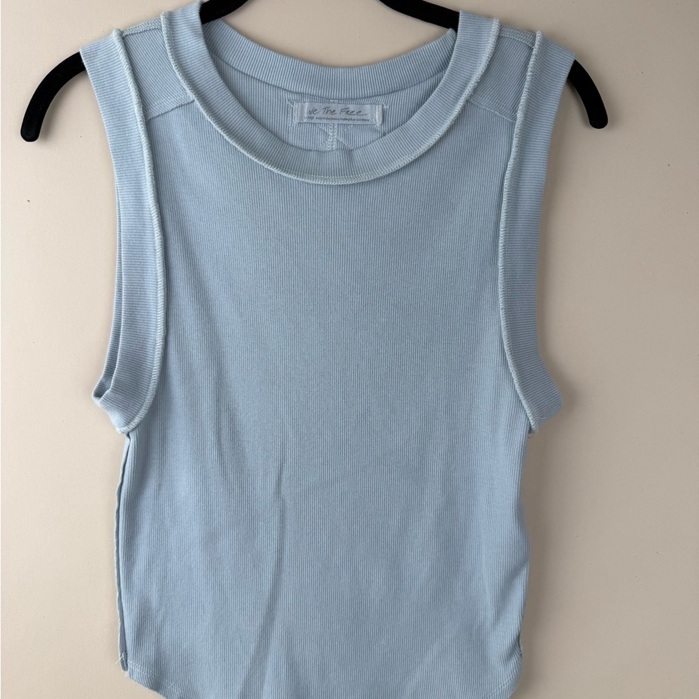 Free People Light Blue Sleeveless Tank Top